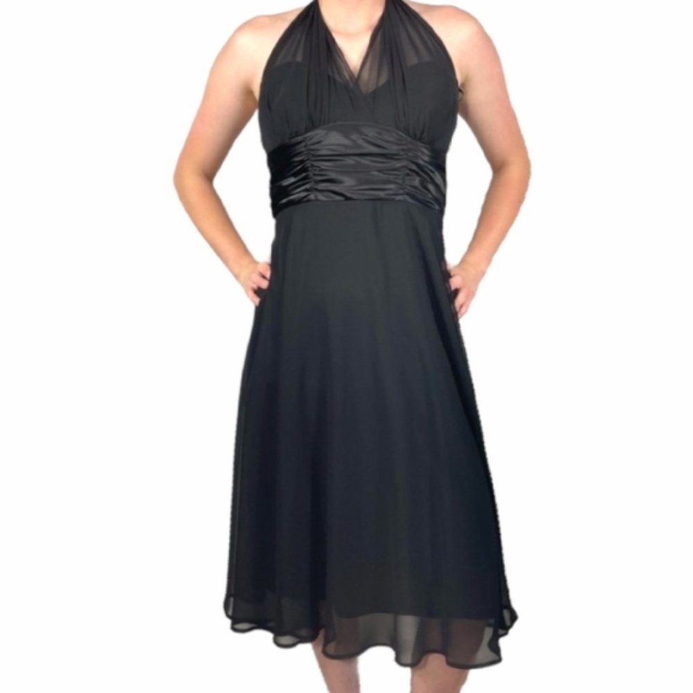 LBD Black Chiffon Halter Dress size 16